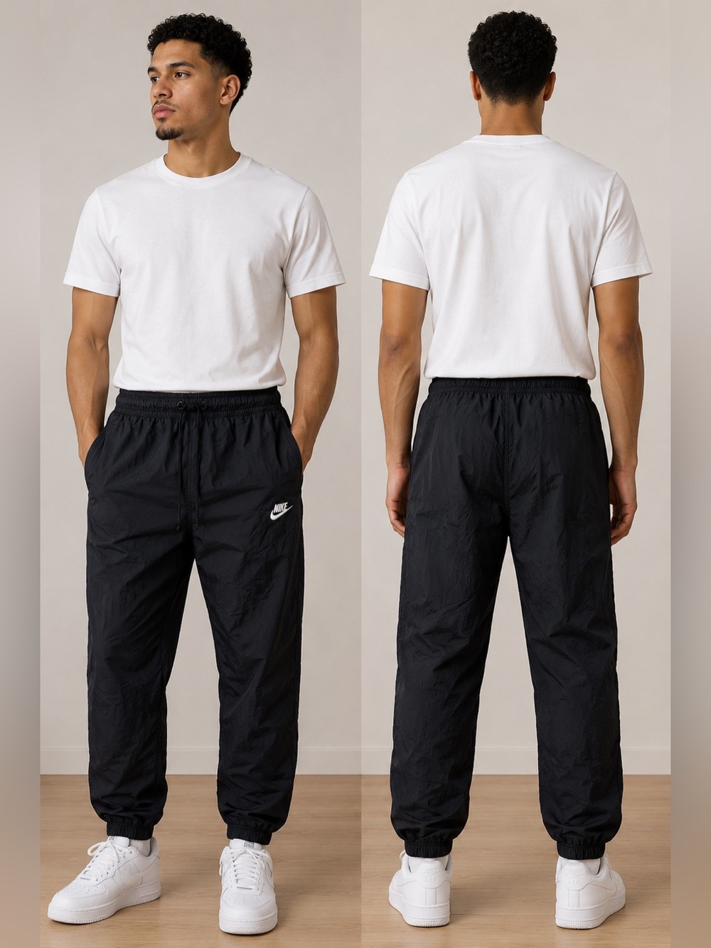 Nike Black Track Pants with White Swoosh